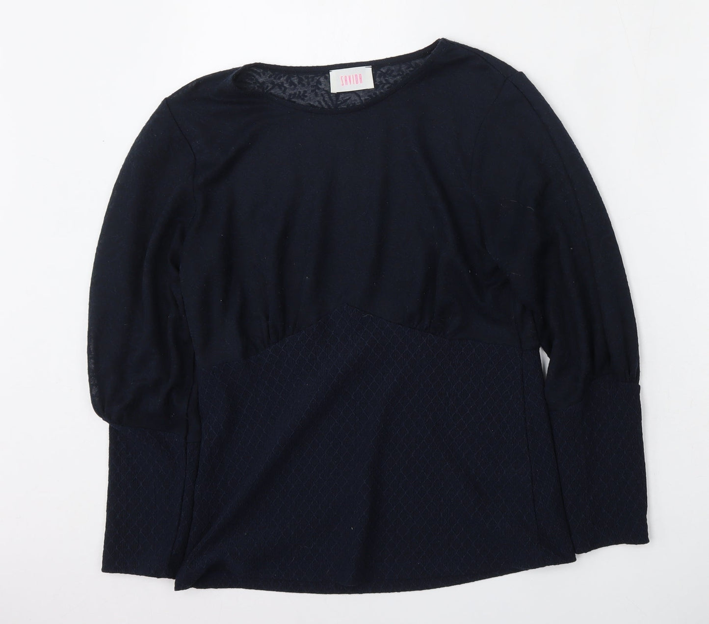 Savior Womens Blue  Polyester Basic Blouse Size S Round Neck