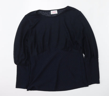 Savior Womens Blue  Polyester Basic Blouse Size S Round Neck