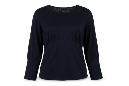 Savior Womens Blue  Polyester Basic Blouse Size S Round Neck