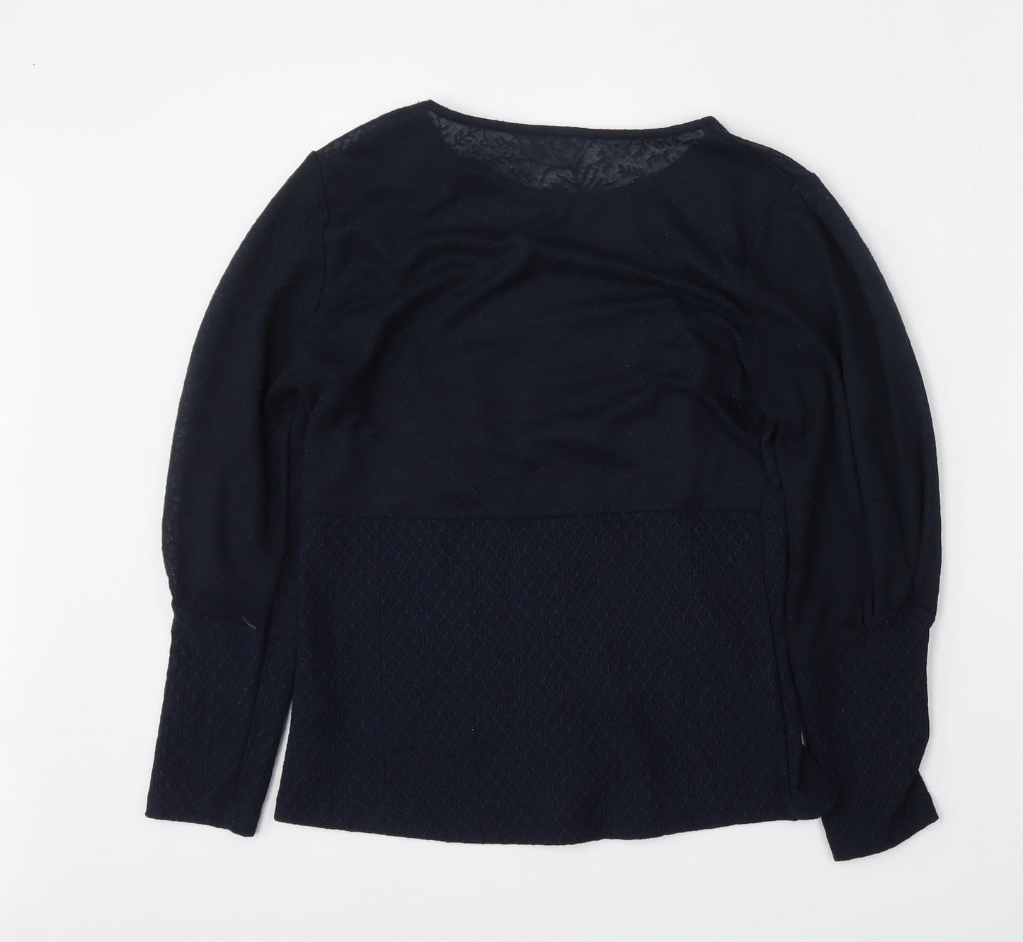 Savior Womens Blue  Polyester Basic Blouse Size S Round Neck