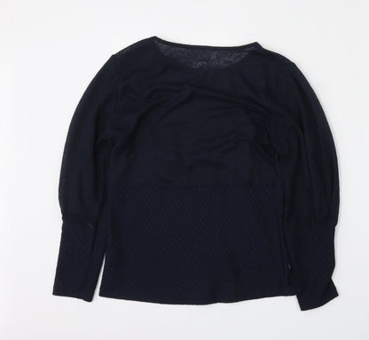 Savior Womens Blue  Polyester Basic Blouse Size S Round Neck
