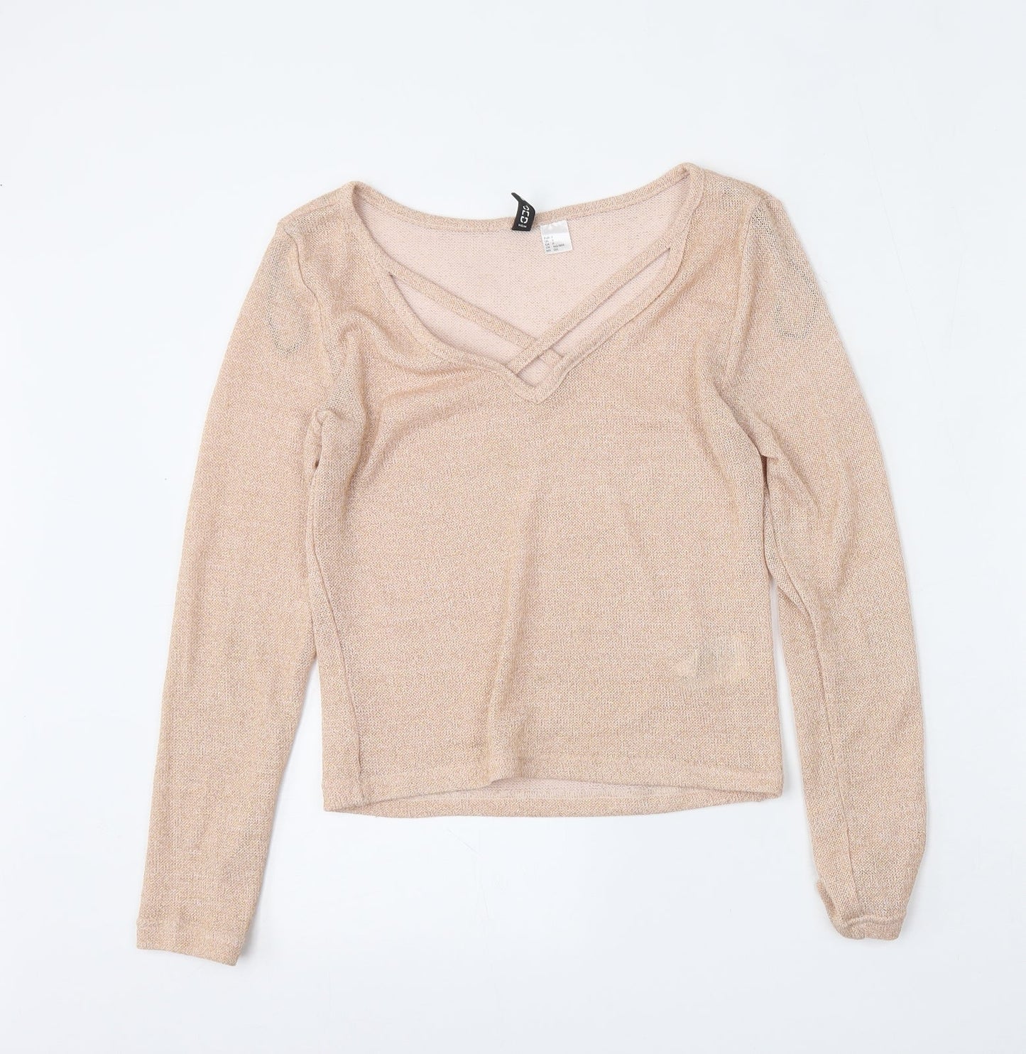 Divided by H&M Womens Pink  Polyester Basic Blouse Size S V-Neck