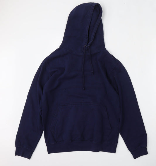 Awdis Womens Blue  Cotton Pullover Hoodie Size S  Tie