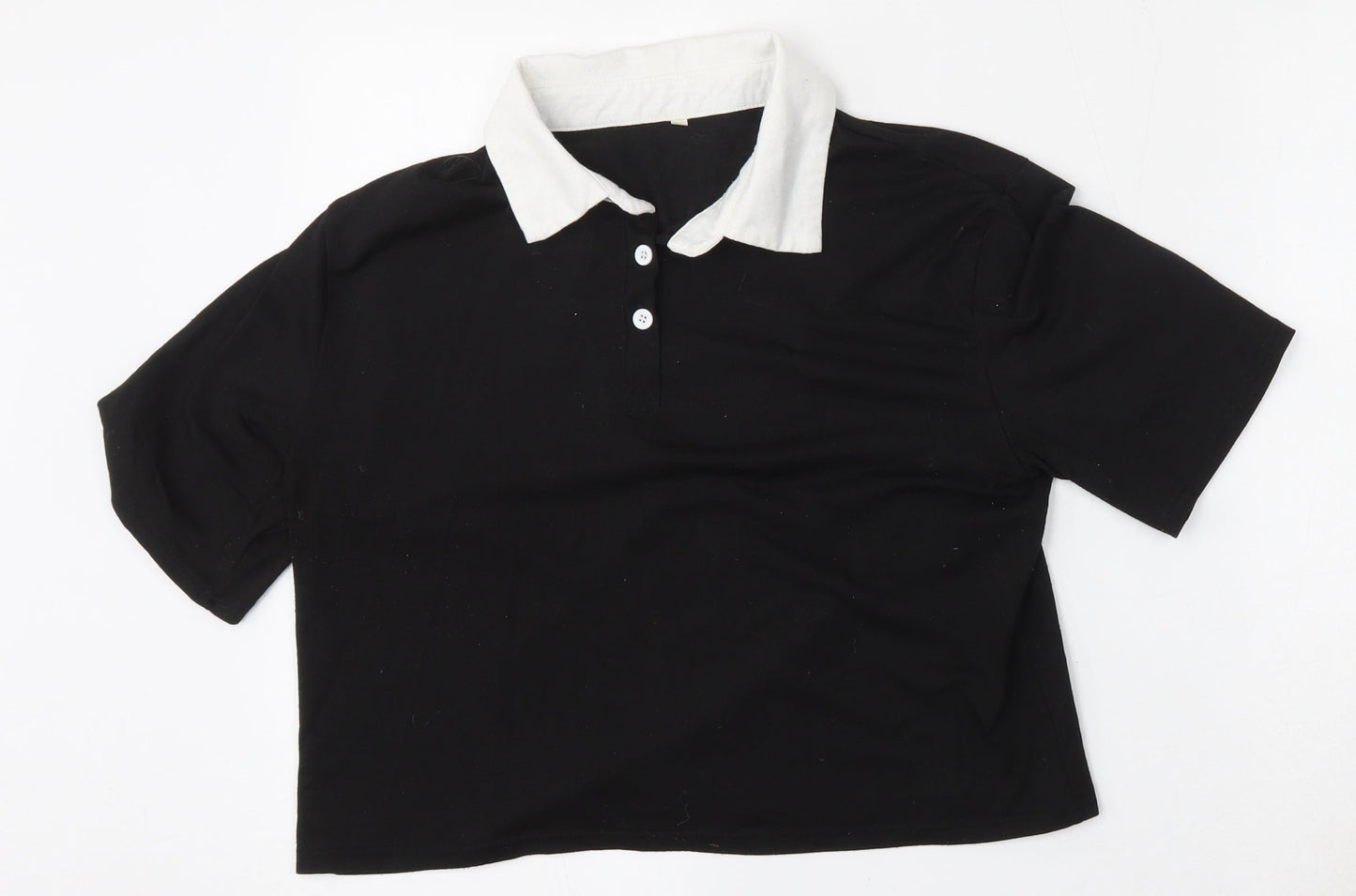 Preworn Womens Black  Polyester Basic Polo Size M Collared