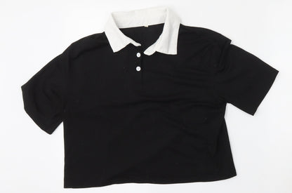 Preworn Womens Black  Polyester Basic Polo Size M Collared