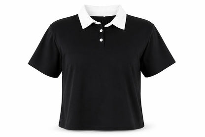 Preworn Womens Black  Polyester Basic Polo Size M Collared