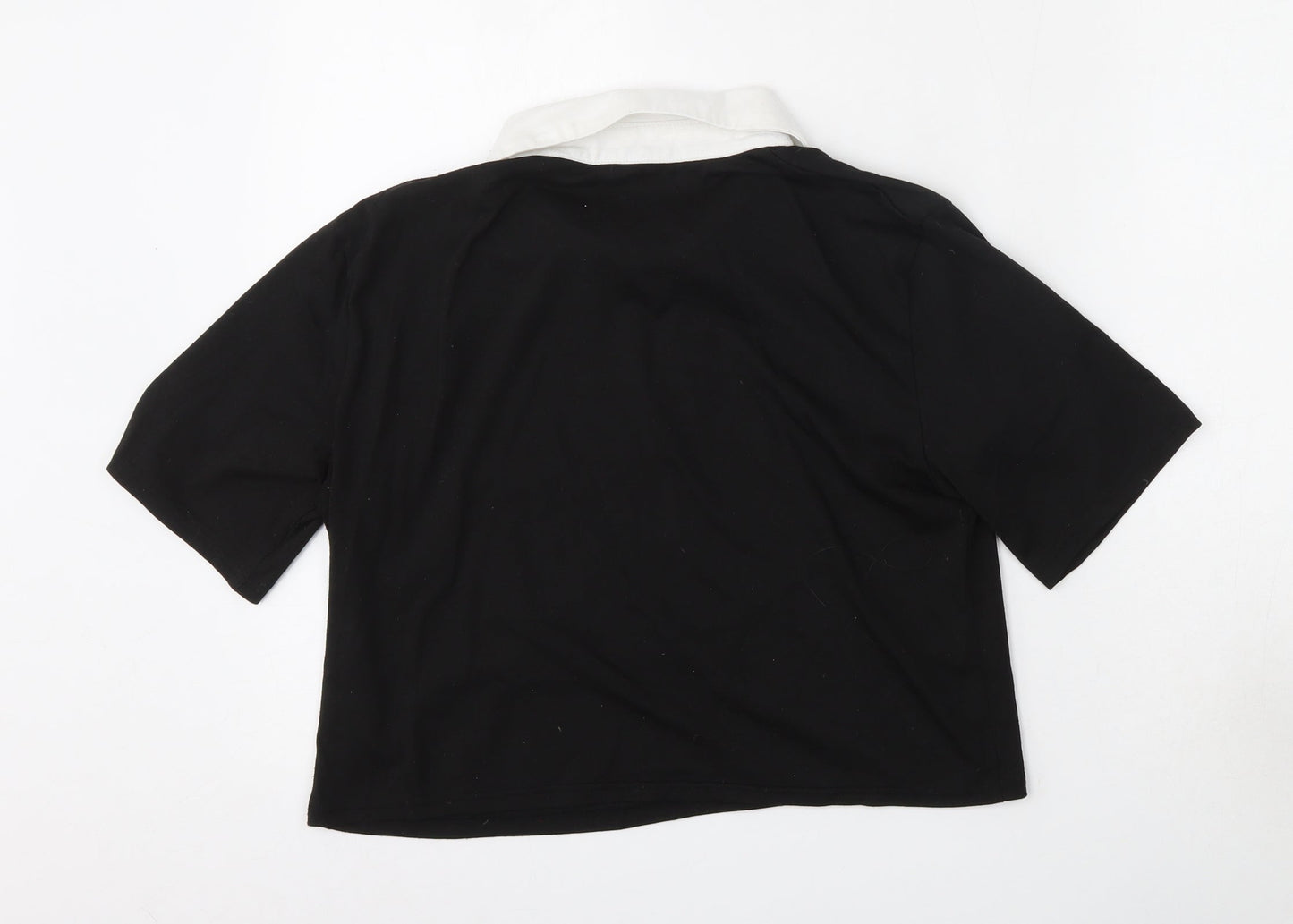 Preworn Womens Black  Polyester Basic Polo Size M Collared
