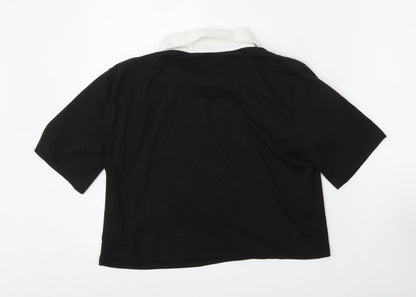 Preworn Womens Black  Polyester Basic Polo Size M Collared