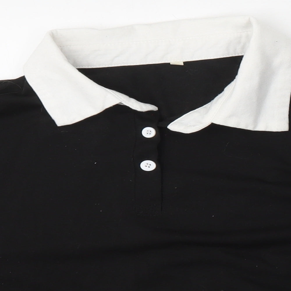 Preworn Womens Black  Polyester Basic Polo Size M Collared