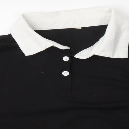 Preworn Womens Black  Polyester Basic Polo Size M Collared