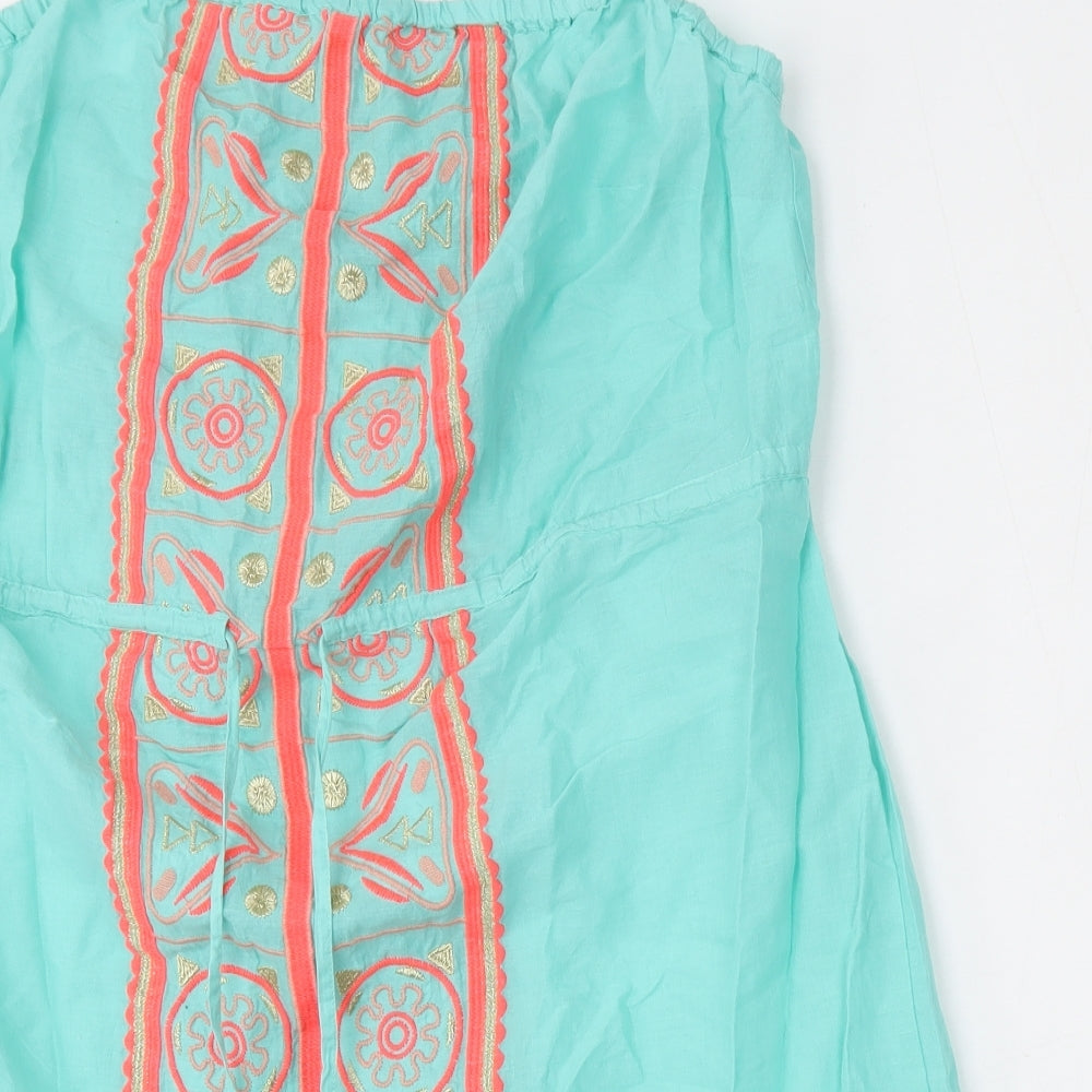 Matalan Womens Green Geometric Cotton Kaftan  Size L  Round Neck