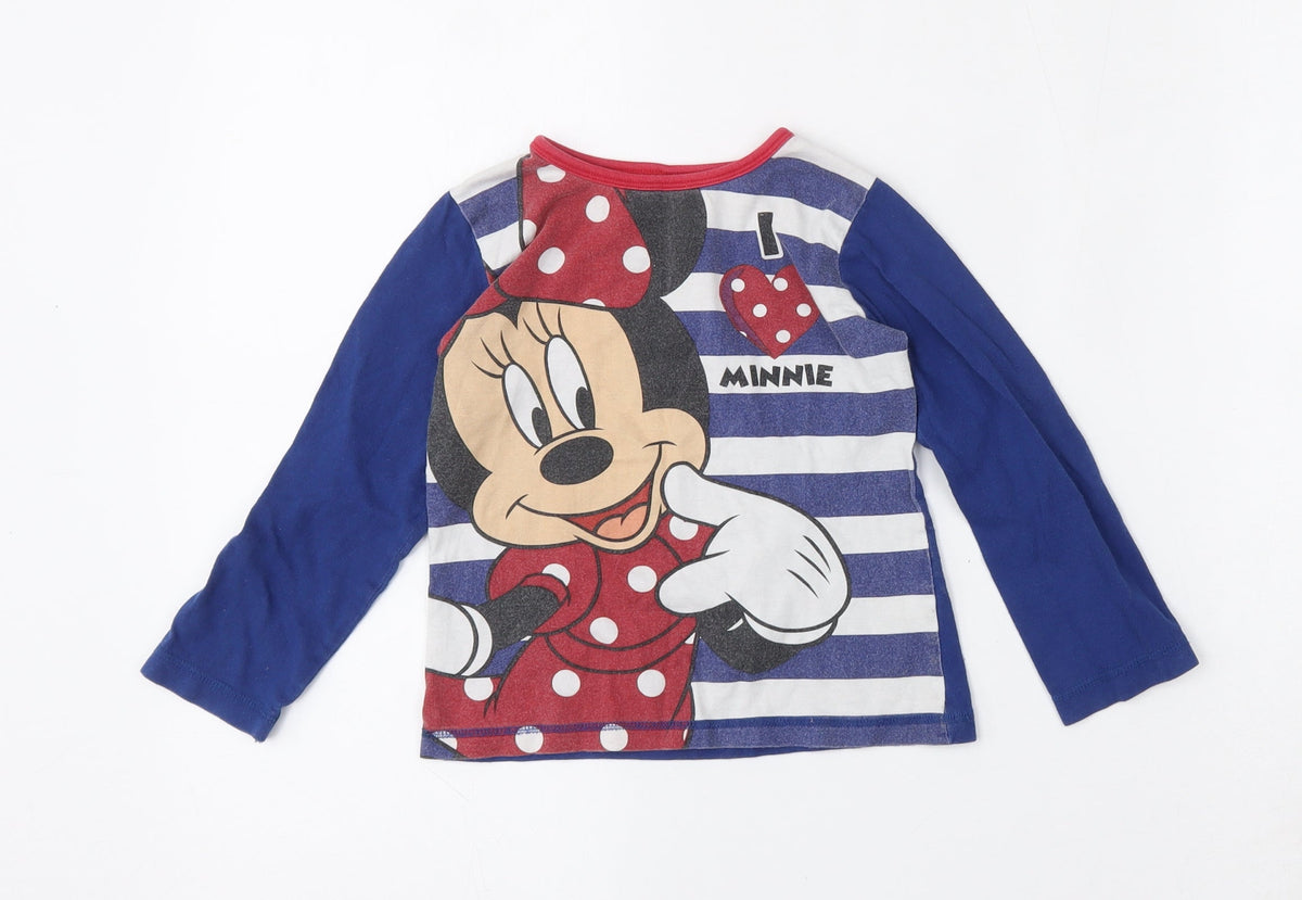 Character.com Girls Blue  Cotton Basic T-Shirt Size 4 Years Round Neck