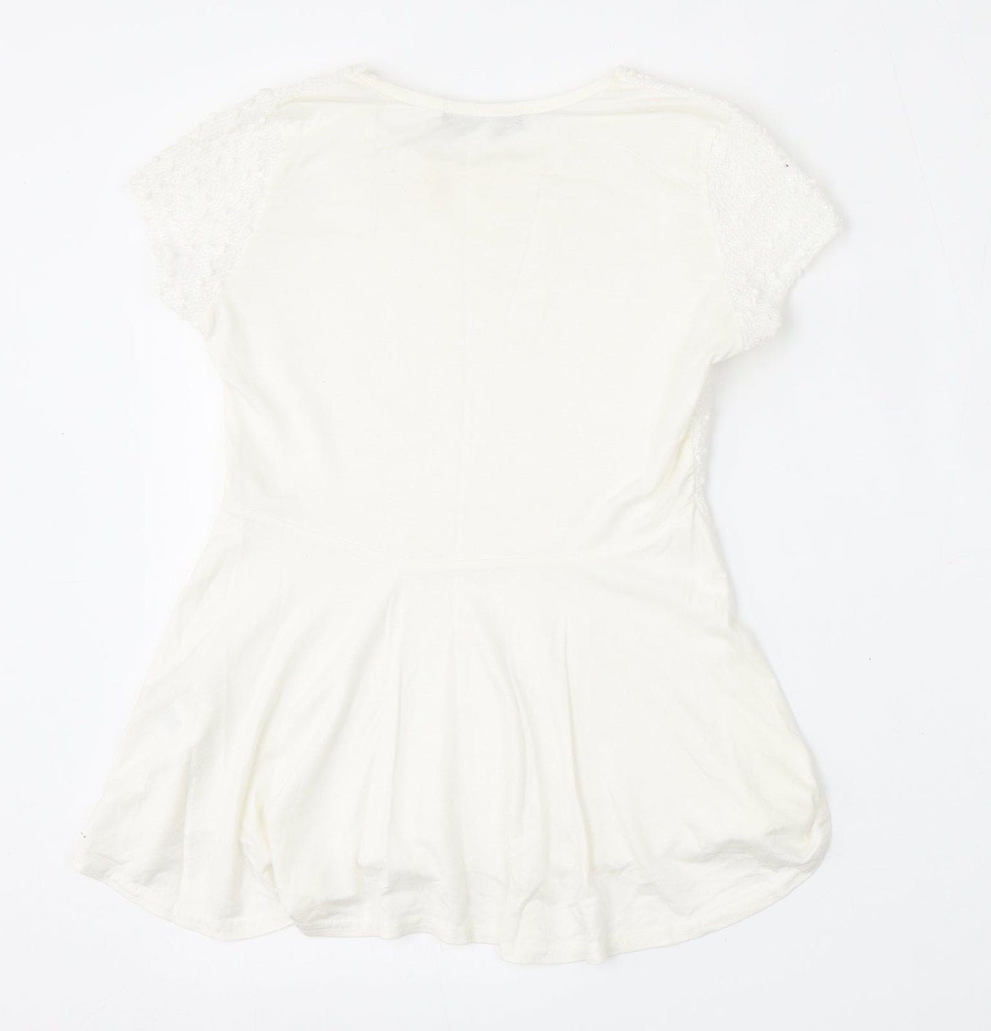 Atmosphere Womens White  Viscose Basic T-Shirt Size 6 Round Neck