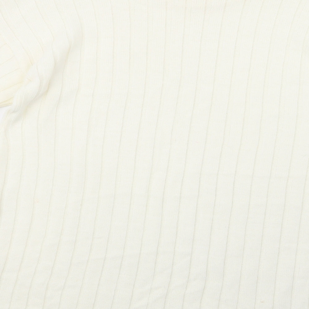 Boohoo Womens Ivory Mock Neck  Acrylic Tunic Jumper Size M