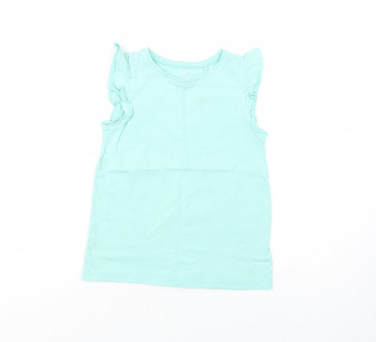 NEXT Girls Green  Cotton Basic Tank Size 6-7 Years Crew Neck Pullover