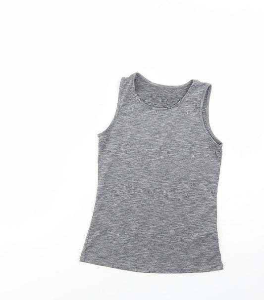 Dunnes Stores Girls Grey  Polyester Basic Tank Size 10-11 Years Crew Neck Pullover