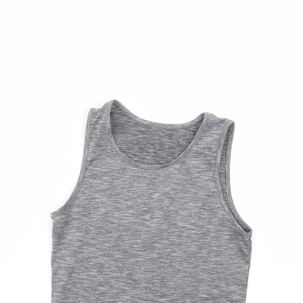 Dunnes Stores Girls Grey  Polyester Basic Tank Size 10-11 Years Crew Neck Pullover
