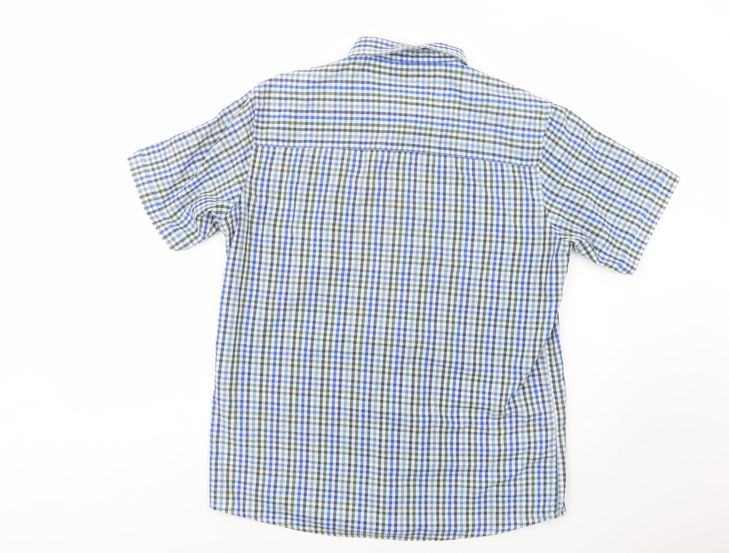 Originals Mens Blue Plaid Polyester  Button-Up Size M Collared Button