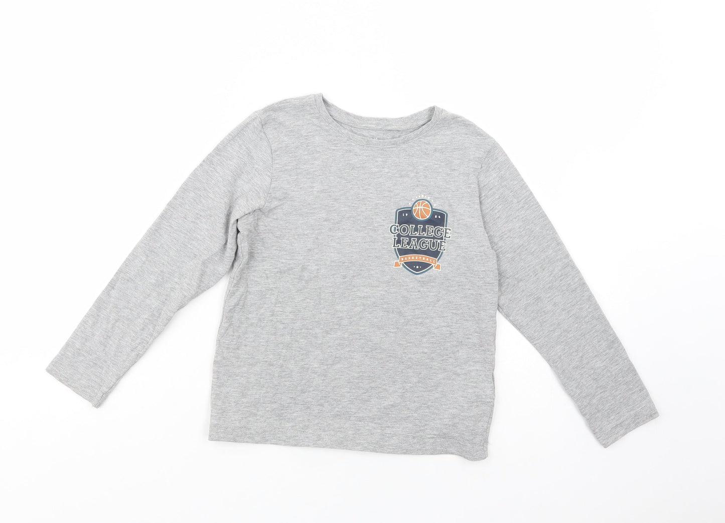 name it Boys Grey  Cotton Basic T-Shirt Size 6 Years Crew Neck Pullover
