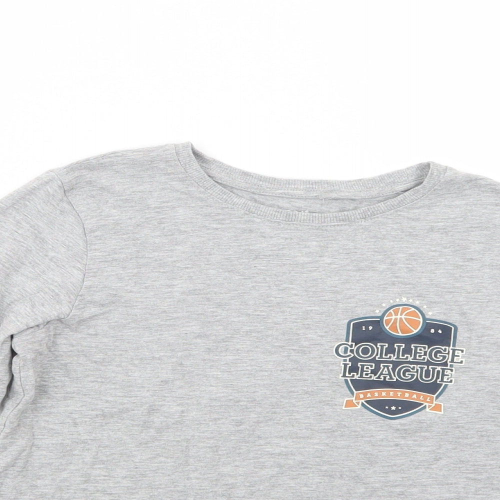 name it Boys Grey  Cotton Basic T-Shirt Size 6 Years Crew Neck Pullover