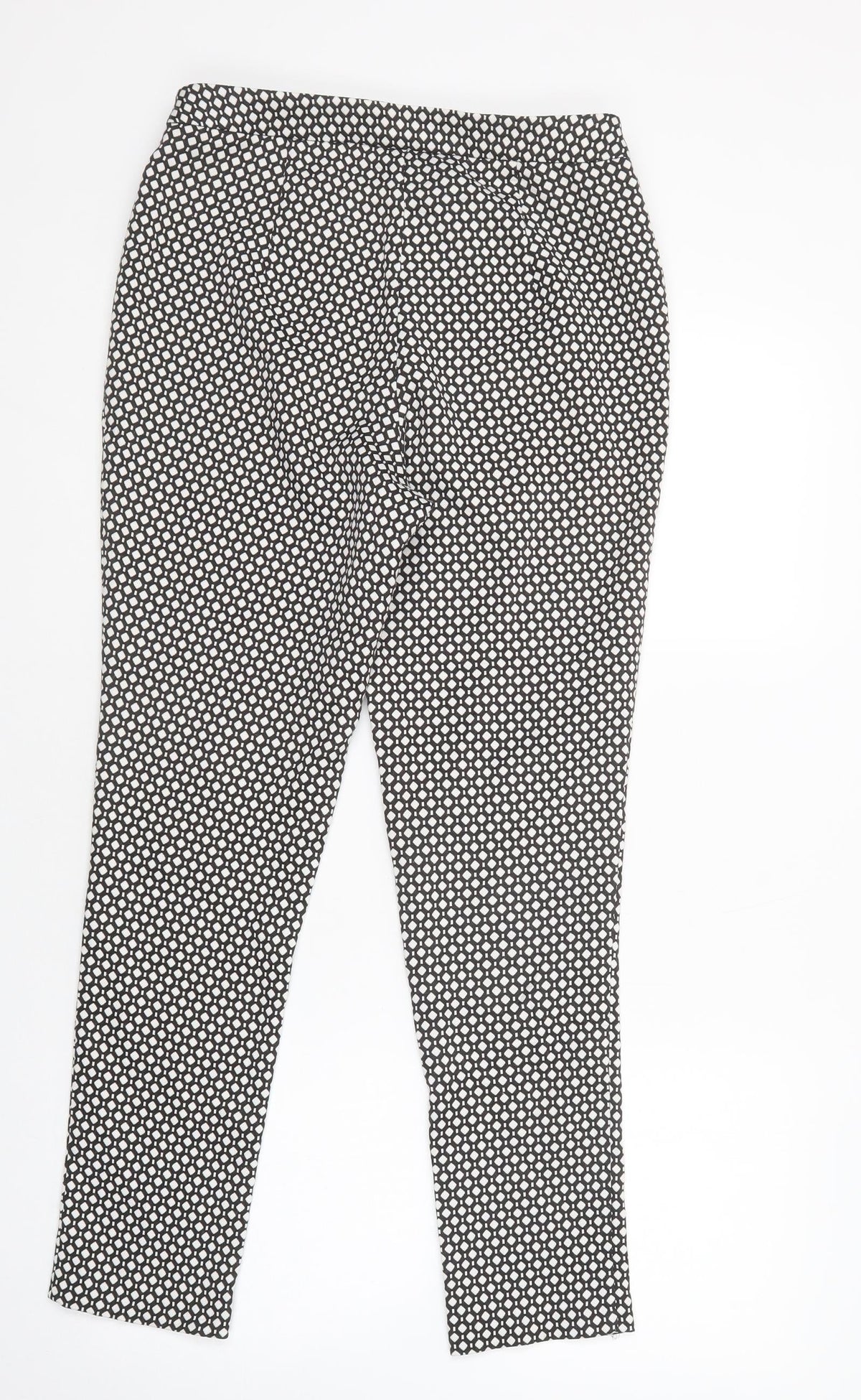 New Look Womens Black Geometric Polyester Dress Pants Trousers Size 10 L27 in Regular Button