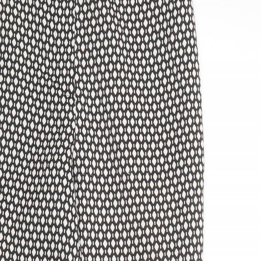 New Look Womens Black Geometric Polyester Dress Pants Trousers Size 10 L27 in Regular Button
