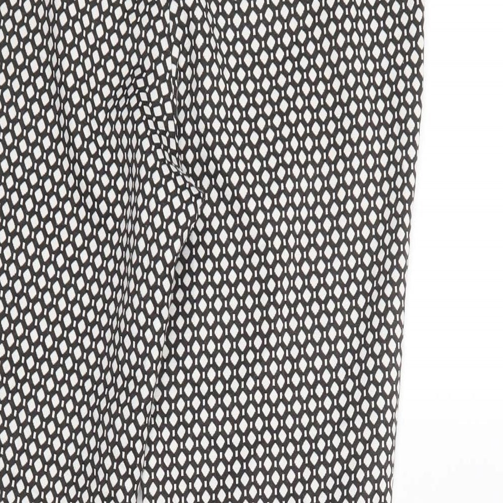 New Look Womens Black Geometric Polyester Dress Pants Trousers Size 10 L27 in Regular Button