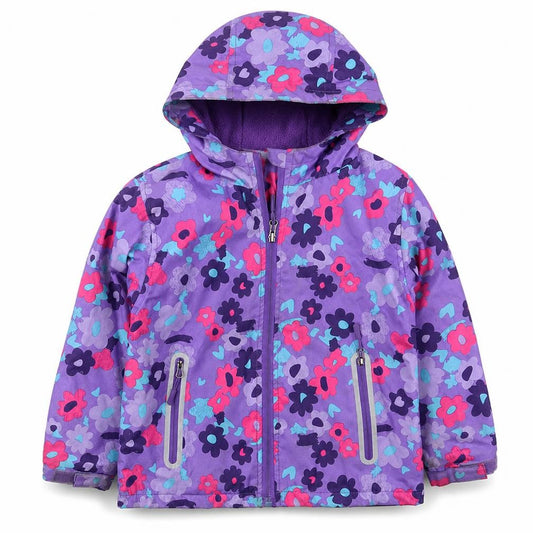 Hotoho Kids Girls Purple Floral  Basic Coat Coat Size S  Zip
