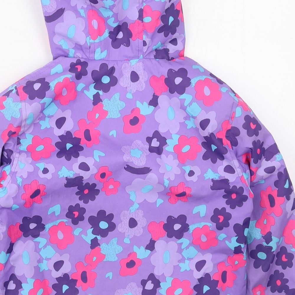 Hotoho Kids Girls Purple Floral  Basic Coat Coat Size S  Zip
