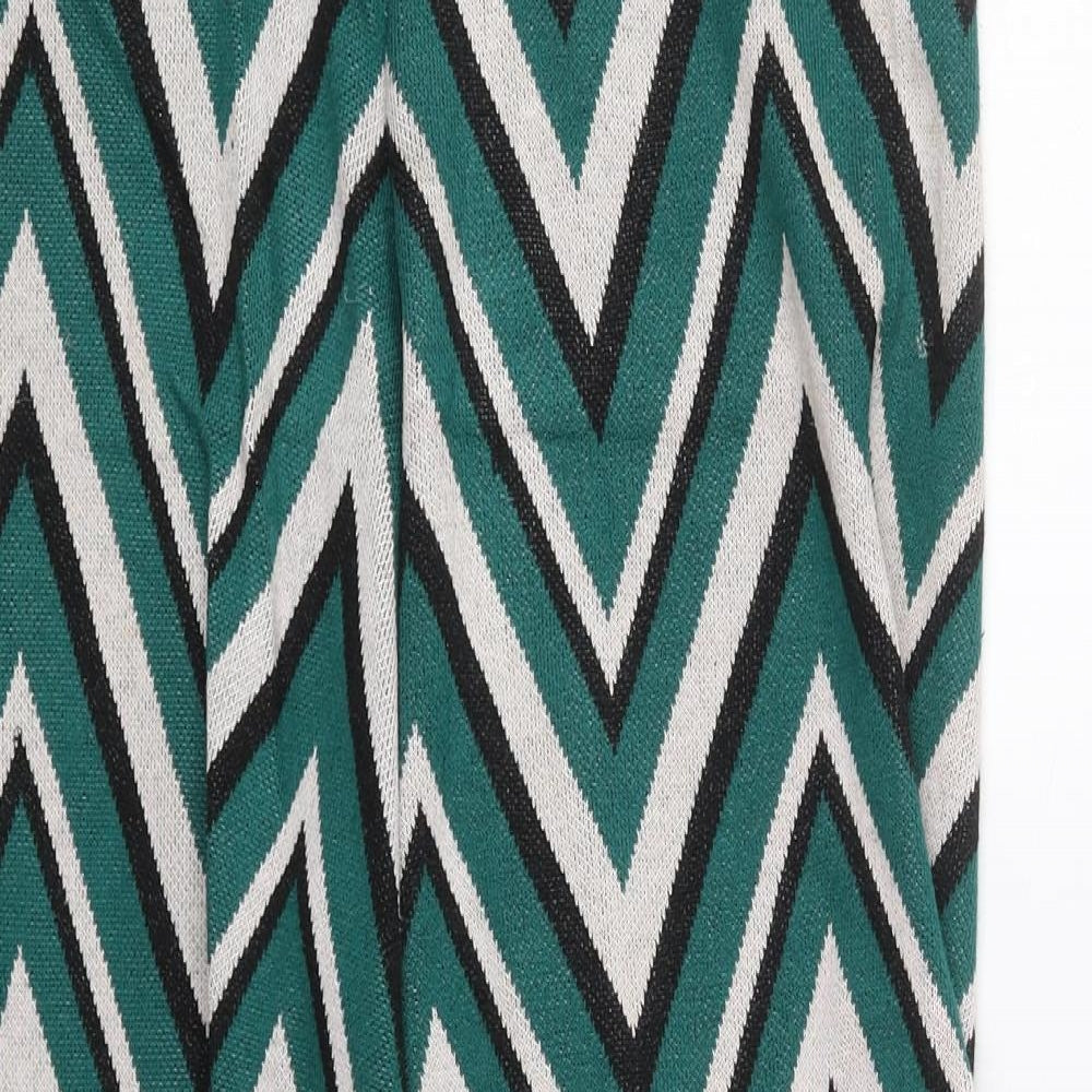 VERO MODA Womens Green Geometric Viscose Trousers  Size S L26 in Regular
