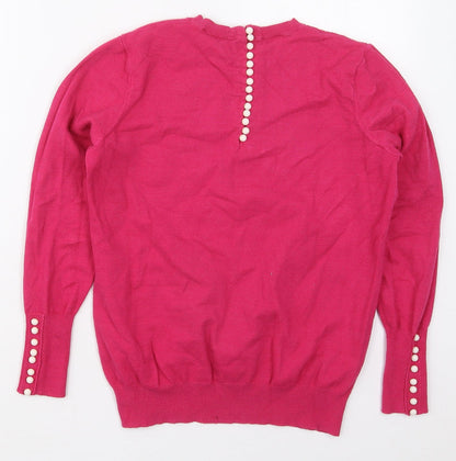 Savoir Womens Pink Crew Neck  Viscose Pullover Jumper Size M