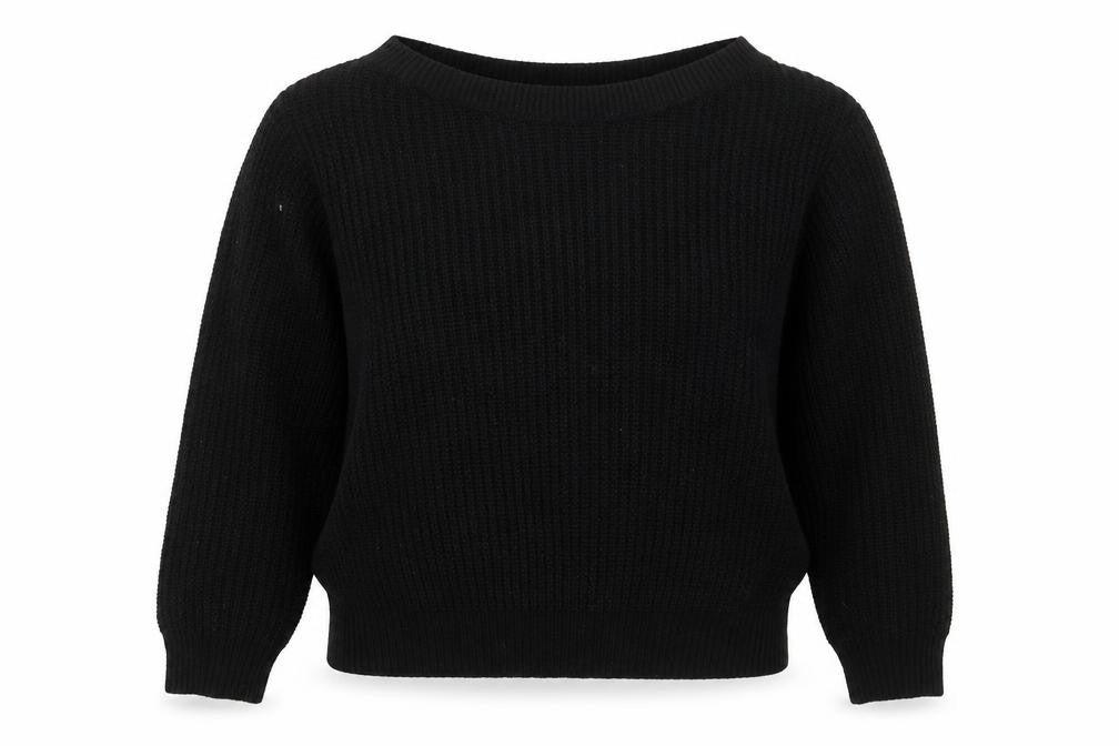 SheIn Womens Black Boat Neck  Acrylic Pullover Jumper Size M