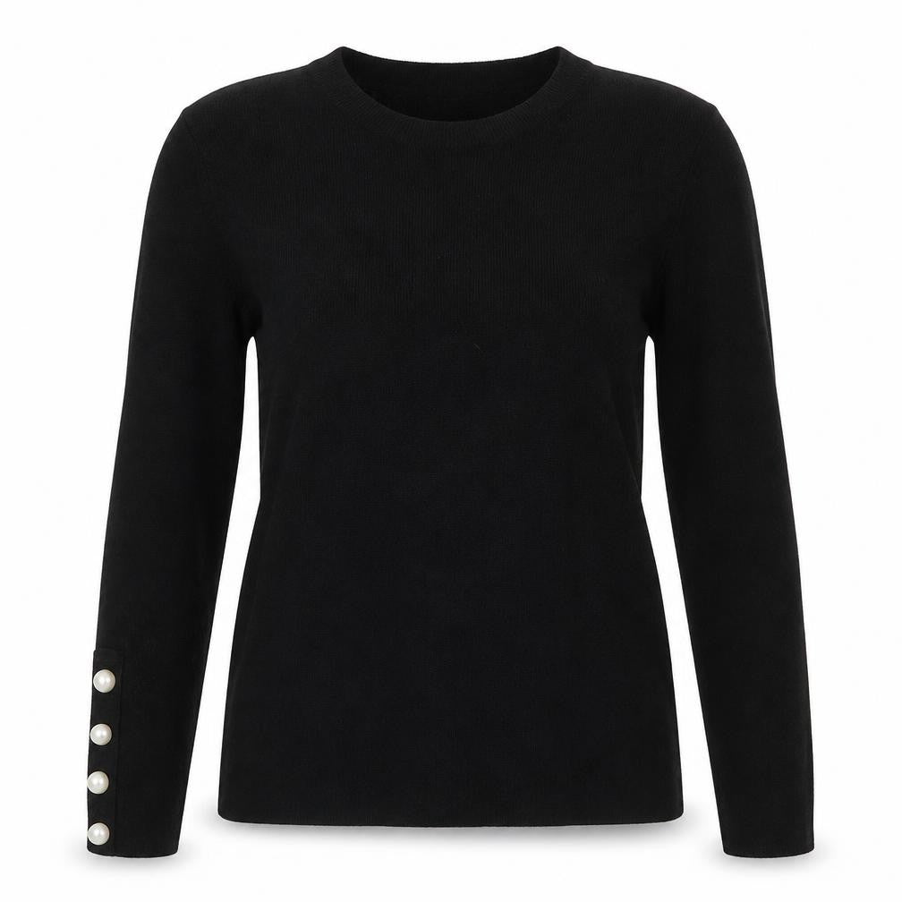 Savior Womens Black Crew Neck  Viscose Pullover Jumper Size M
