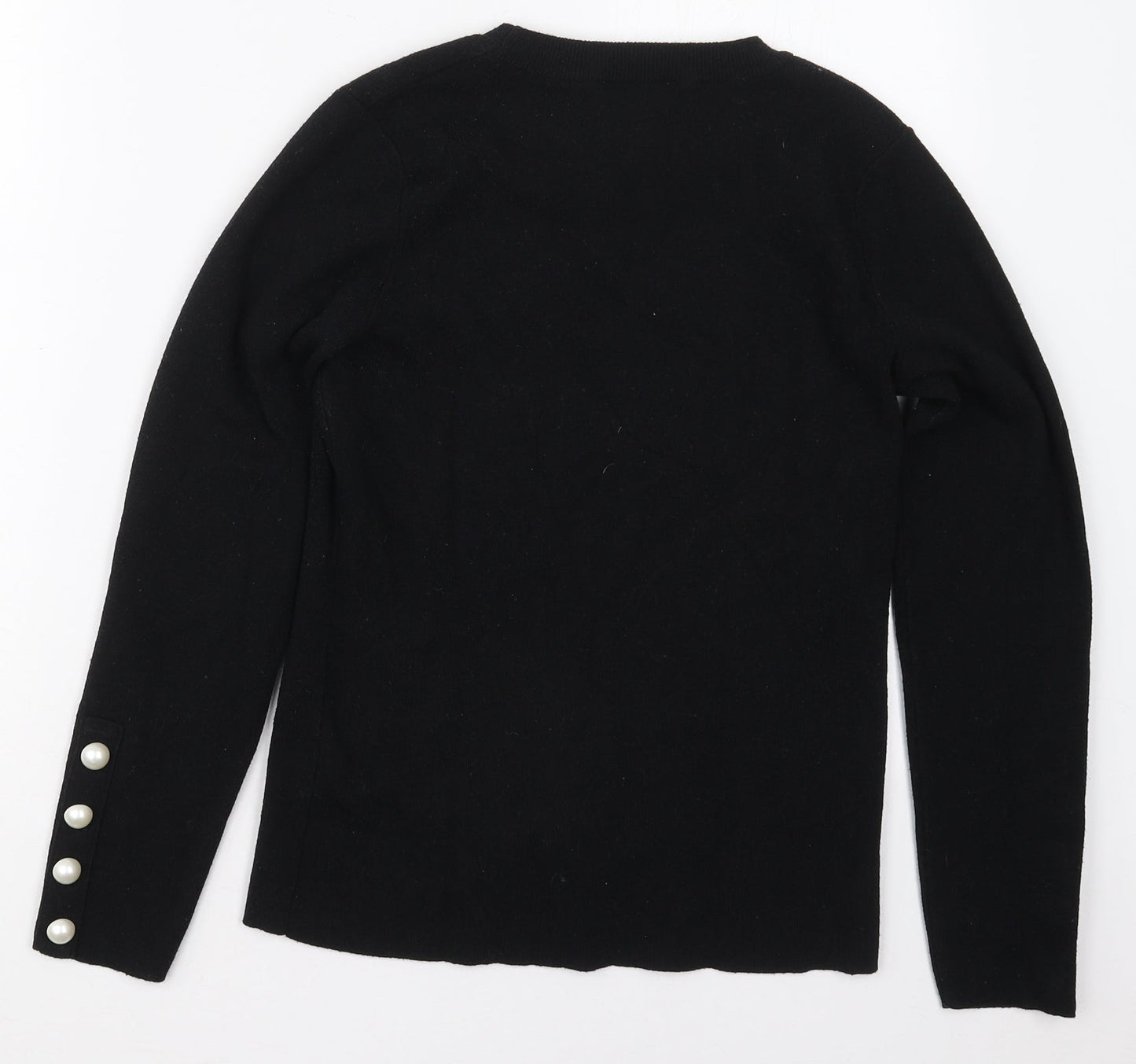 Savior Womens Black Crew Neck  Viscose Pullover Jumper Size M