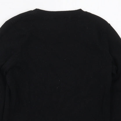 Savior Womens Black Crew Neck  Viscose Pullover Jumper Size M