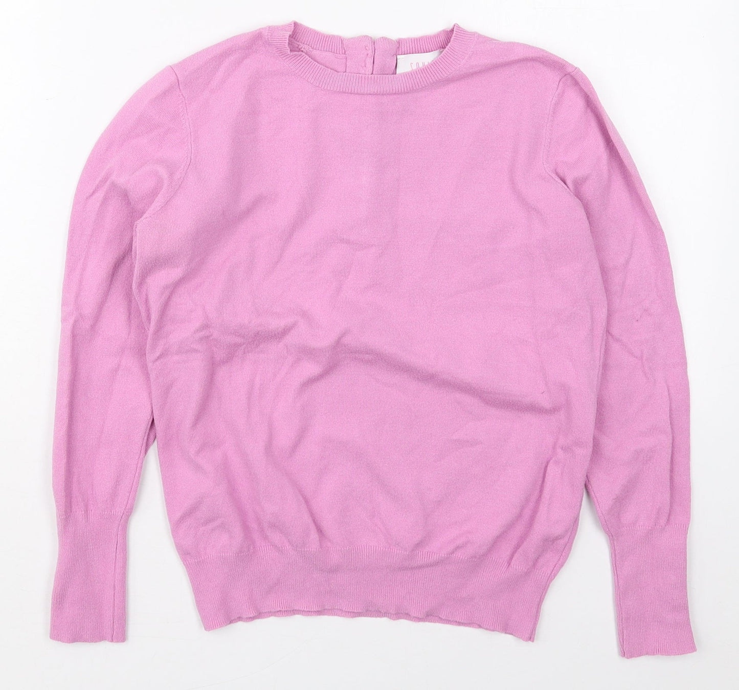 Savior Womens Pink Crew Neck  Viscose Pullover Jumper Size M