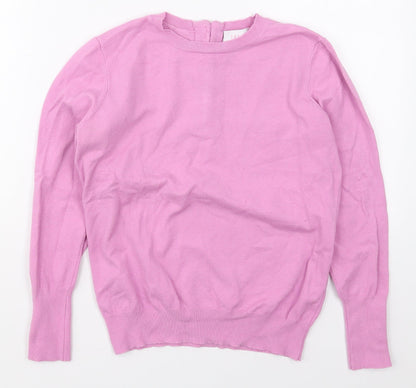 Savior Womens Pink Crew Neck  Viscose Pullover Jumper Size M