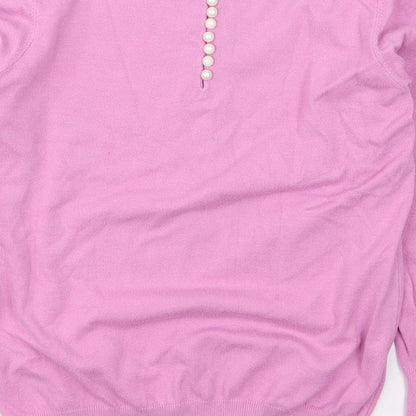 Savior Womens Pink Crew Neck  Viscose Pullover Jumper Size M