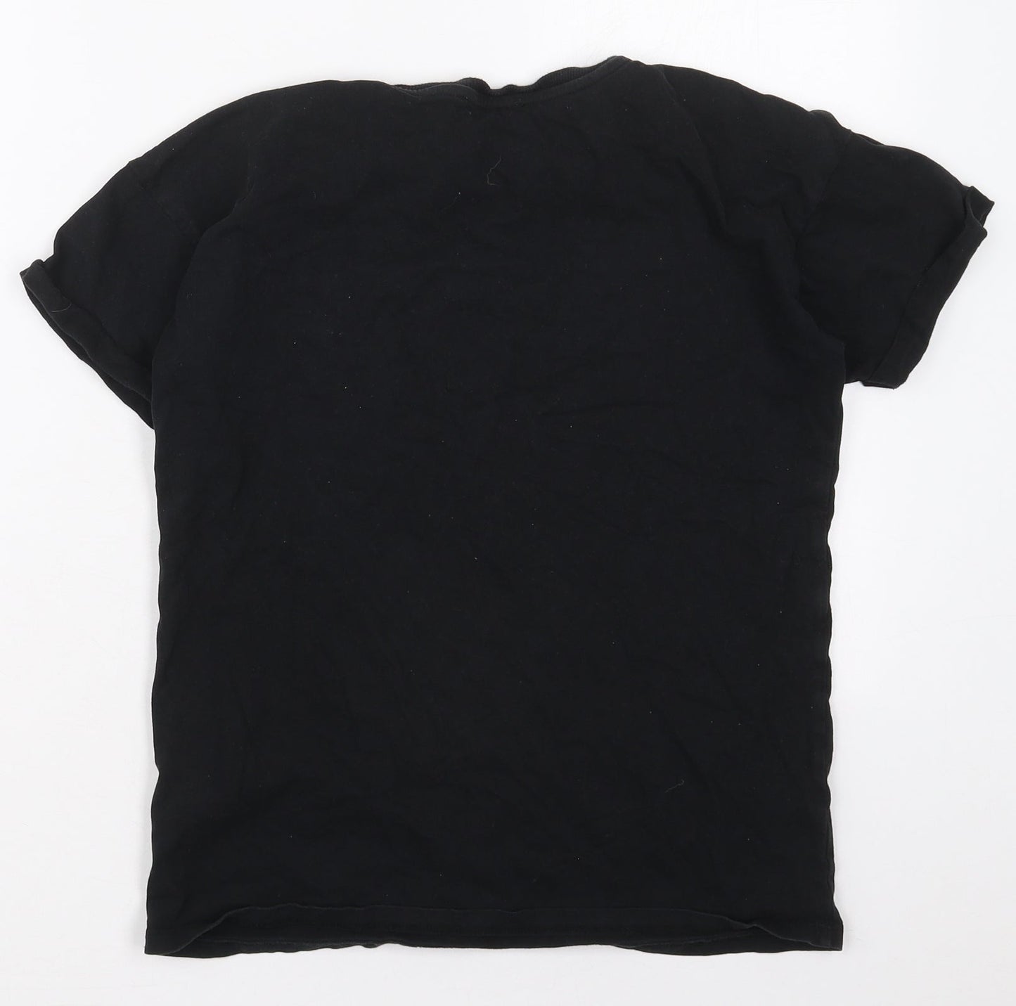 Marks and Spencer Girls Black  Cotton Basic T-Shirt Size 13-14 Years Crew Neck Pullover - Save The Parties