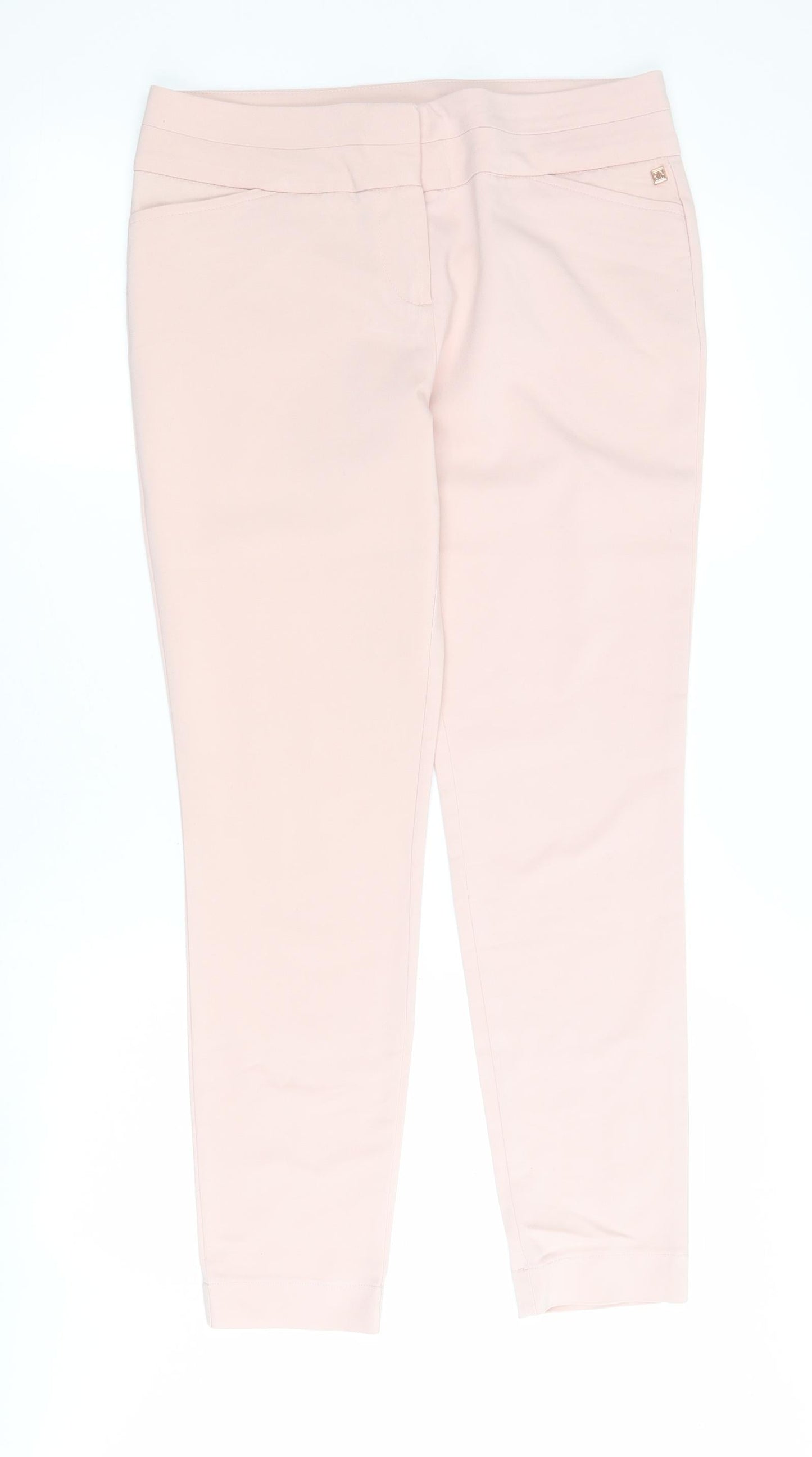 Ivanka Trump Womens Pink  Cotton Cropped Trousers Size 8 L27 in Regular Zip