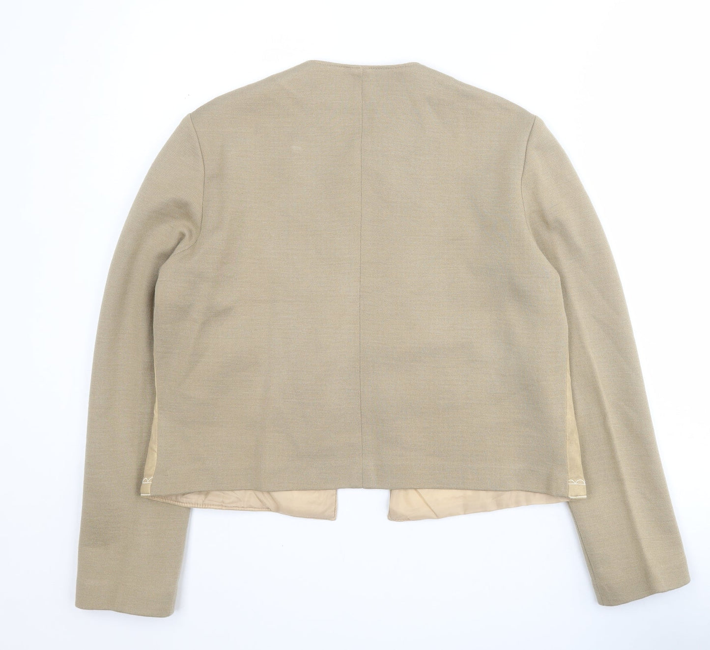 Jeffrey Ohrenstein Womens Beige   Jacket  Size 18  Hook & Eye