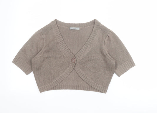 Marks and Spencer Womens Brown V-Neck  Acrylic Cardigan Jumper Size 14