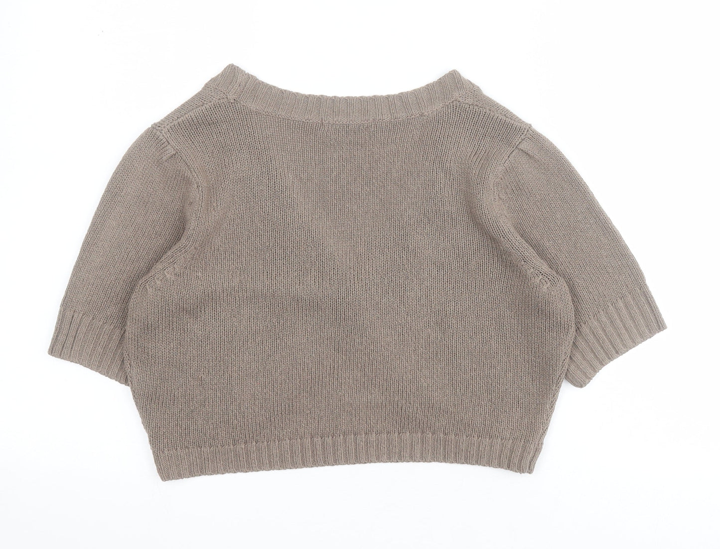 Marks and Spencer Womens Brown V-Neck  Acrylic Cardigan Jumper Size 14