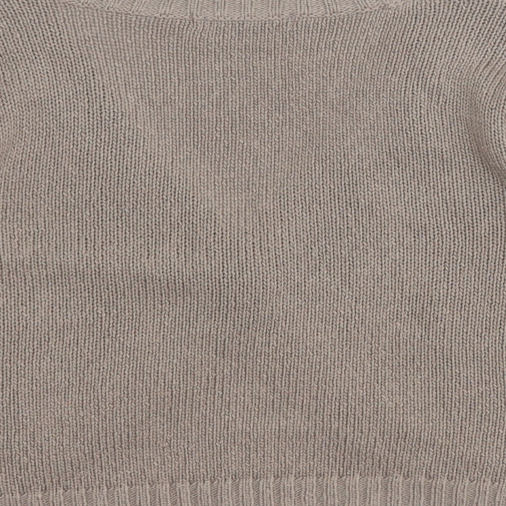 Marks and Spencer Womens Brown V-Neck  Acrylic Cardigan Jumper Size 14