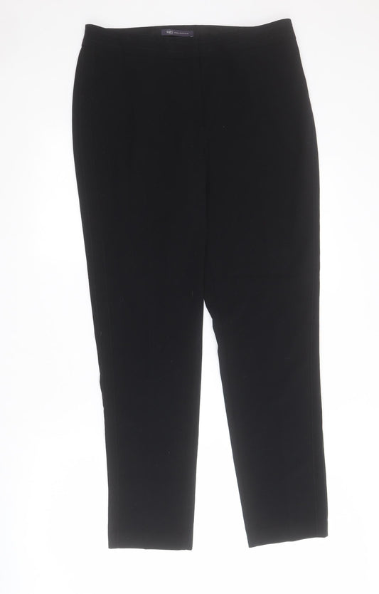 Marks and Spencer Womens Black  Polyester Trousers  Size 12 L29 in Regular Zip