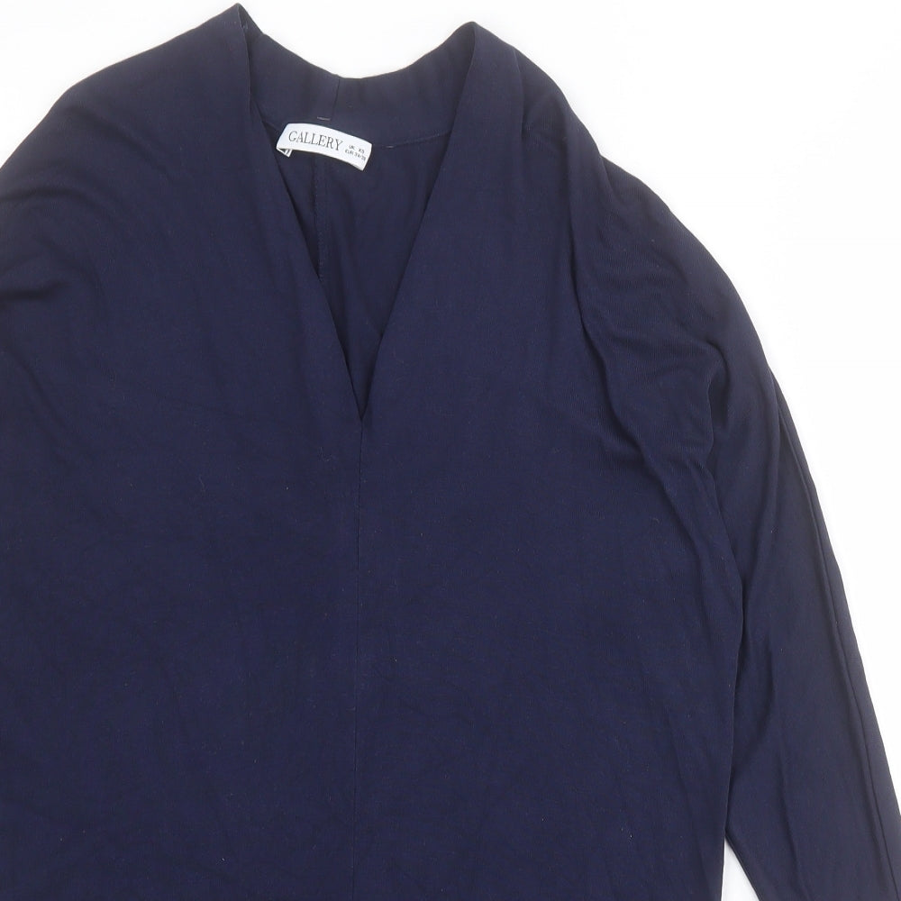 Gallery Womens Blue V-Neck  Viscose Pullover Jumper Size XS