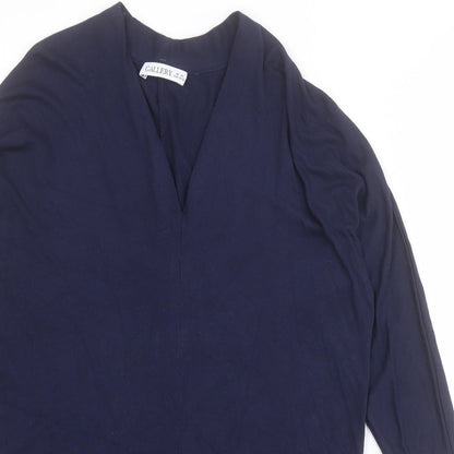 Gallery Womens Blue V-Neck  Viscose Pullover Jumper Size XS
