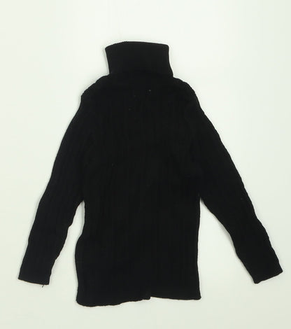 Next Girls Black Roll Neck  Cotton Pullover Jumper Size 2 Years  Pullover