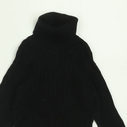 Next Girls Black Roll Neck  Cotton Pullover Jumper Size 2 Years  Pullover