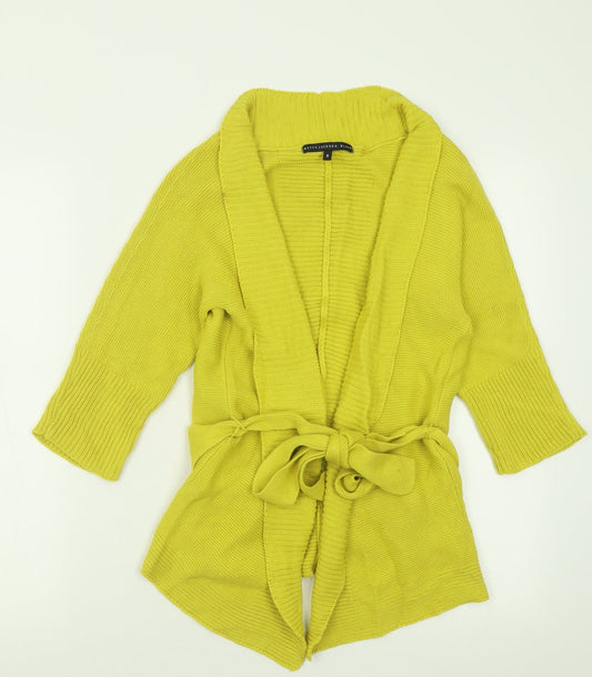 Debenhams Womens Yellow V-Neck  Cotton Cardigan Jumper Size 8
